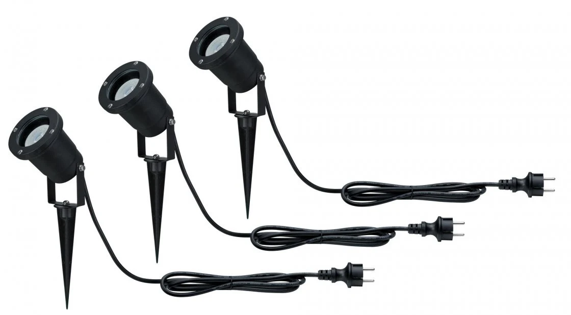 LED Gartenstrahler SET IP65 rund 92mm 3000K 3x3,5W 3x230lm 230V 38° Schwarz Aluminium - Image 3