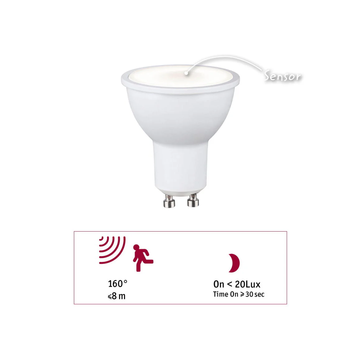 Standard 230V LED Reflektor GU10 Dämmerungsgesteuerter Bewegungsmelder (HF) 550lm 7W 2700K Weiß matt - Image 5