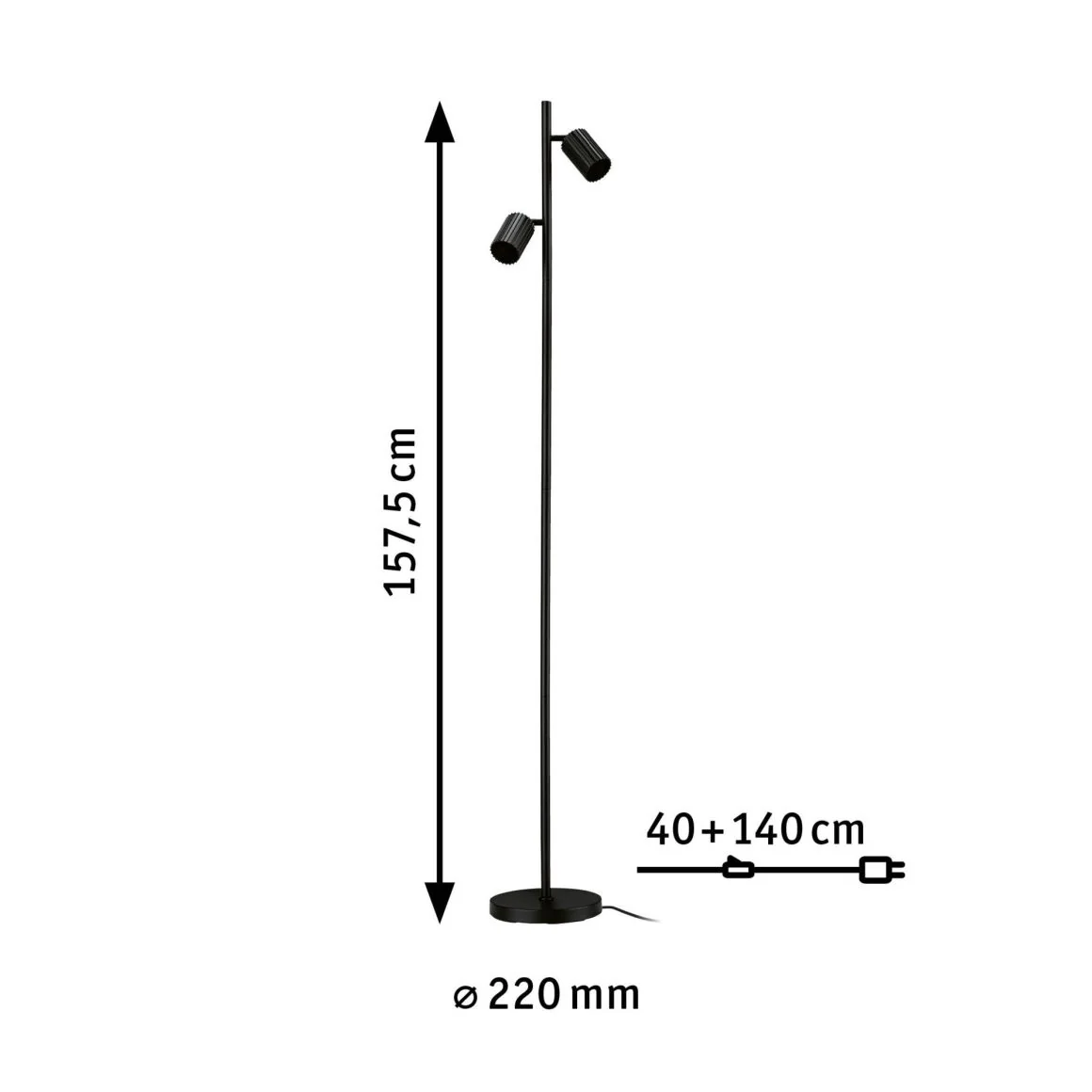Stehleuchte Lirena 1575mm GU10 max. 2x7W Schwarz matt - Image 3