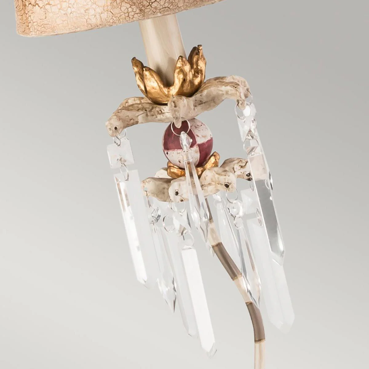 Tischlampe „Birdland“ mit 1 Licht, Creme und Gold mit creme- und taupefarbenem gestreiftem Schirm - Image 3
