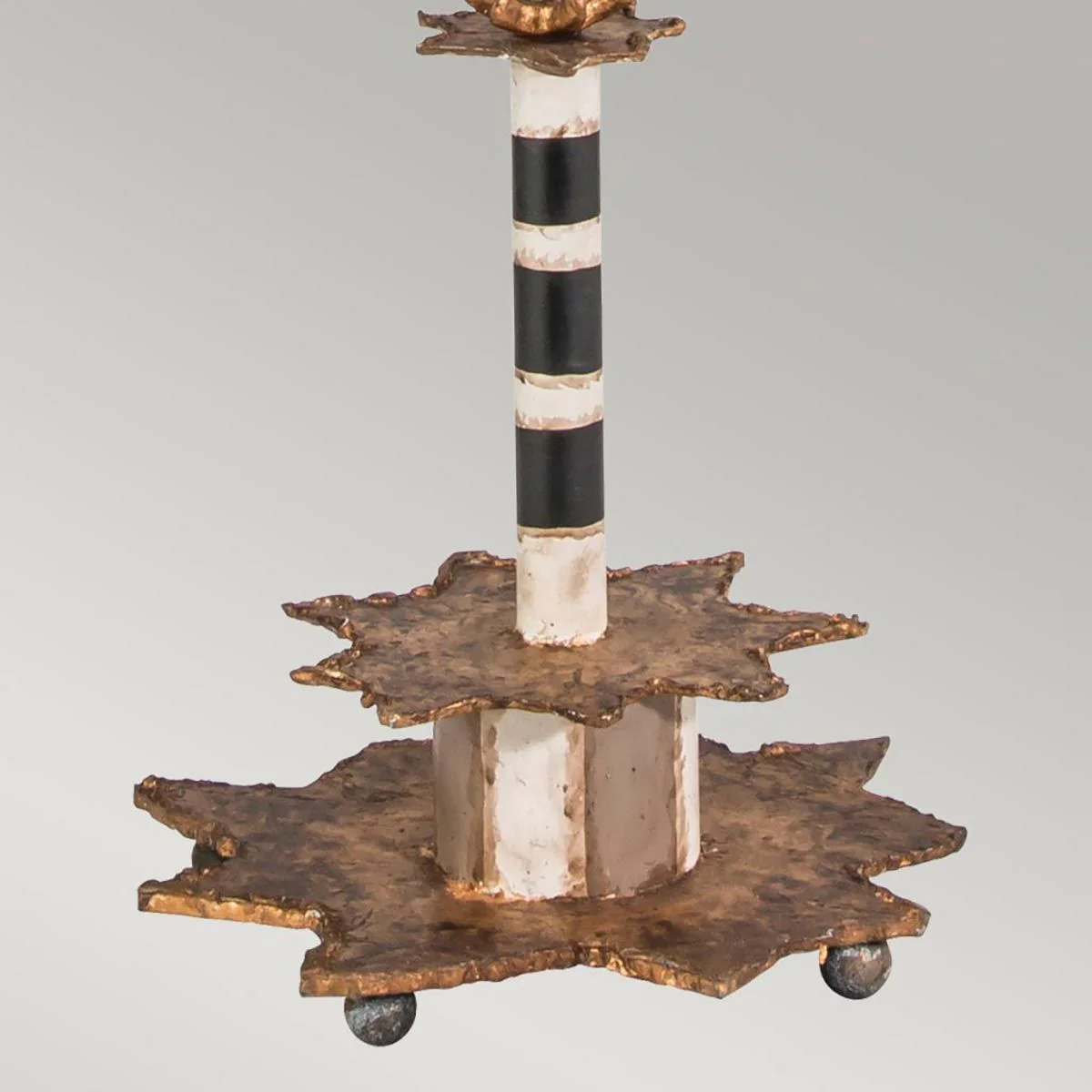Tischlampe „Birdland“ mit 1 Licht, Creme und Gold mit creme- und taupefarbenem gestreiftem Schirm - Image 4