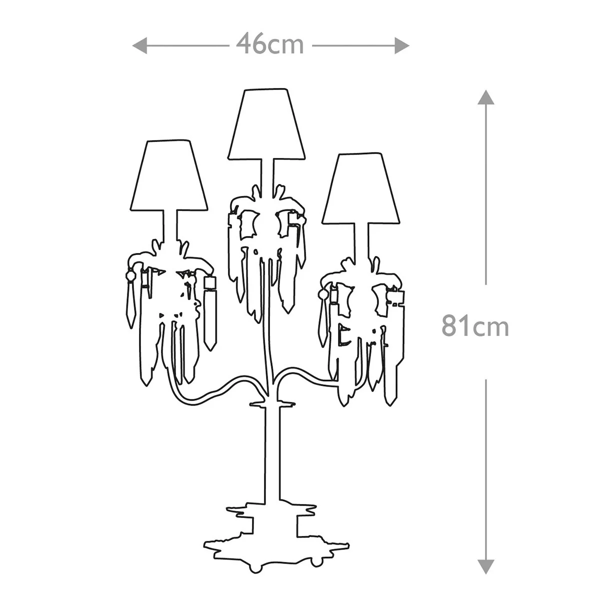 Tischlampe Birdland mit 3 Armen, Creme und Gold mit creme- und goldgestreiftem Schirm - Image 7