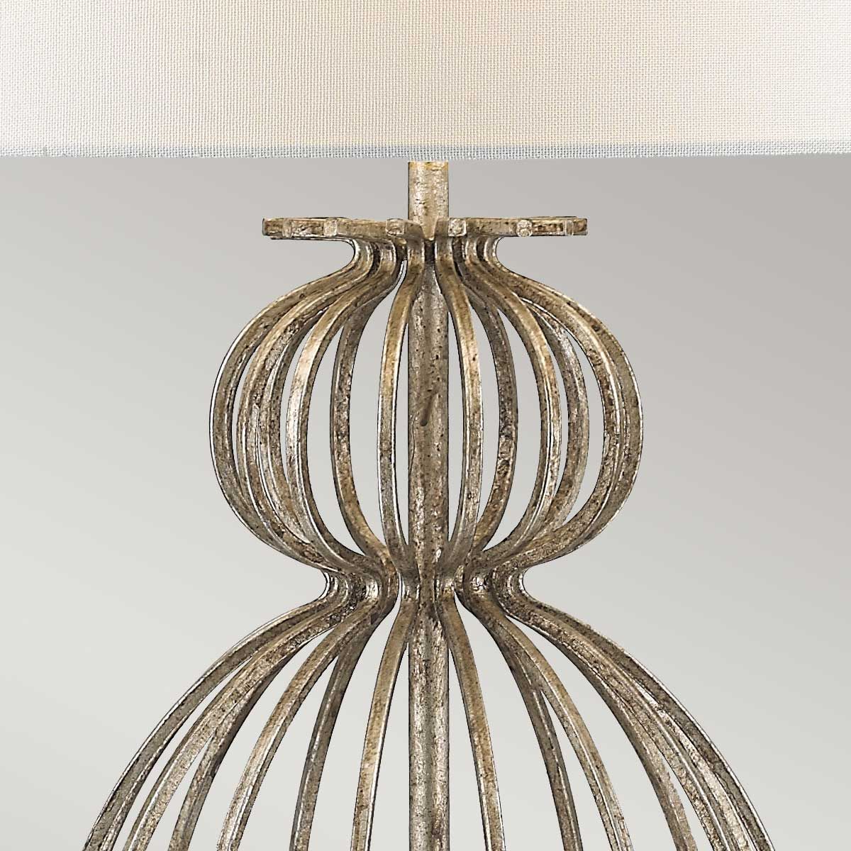 Tischlampe Lafitte mit 1 Flamme, Antik-Silber mit cremefarbenem Schirm - Image 3