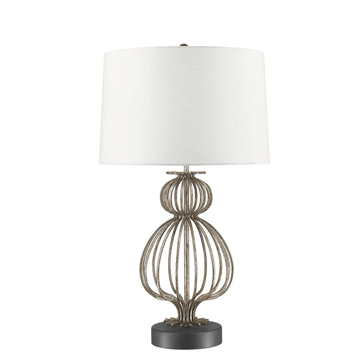 Tischlampe Lafitte mit 1 Flamme, Antik-Silber mit cremefarbenem Schirm - Image 6