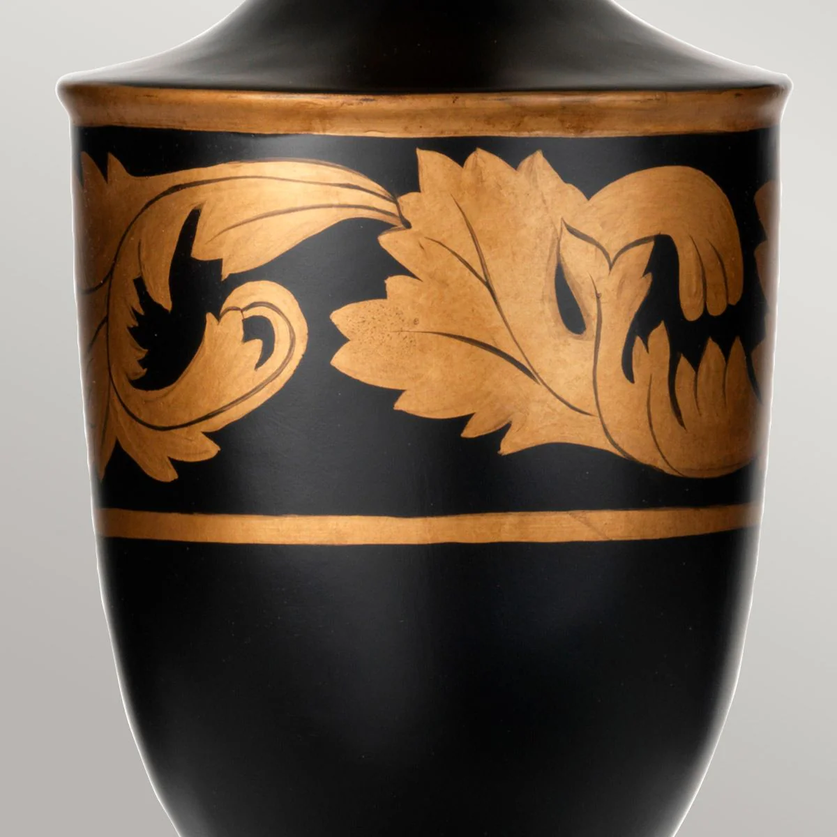 Tischlampe Narbonne mit 1 Flamme – mit hohem Empire-Schirm – Schwarz und Gold mit Elfenbein und schwarzem und goldenem Schirmrand - Image 3