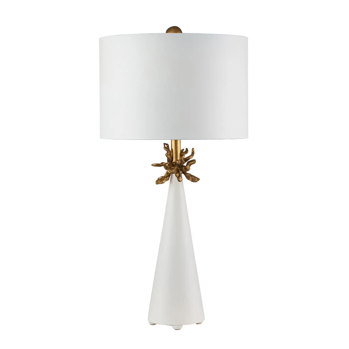 Tischlampe Neo 1-flammig - Weiß und Gold mit französischem weißen Schirm - Image 7