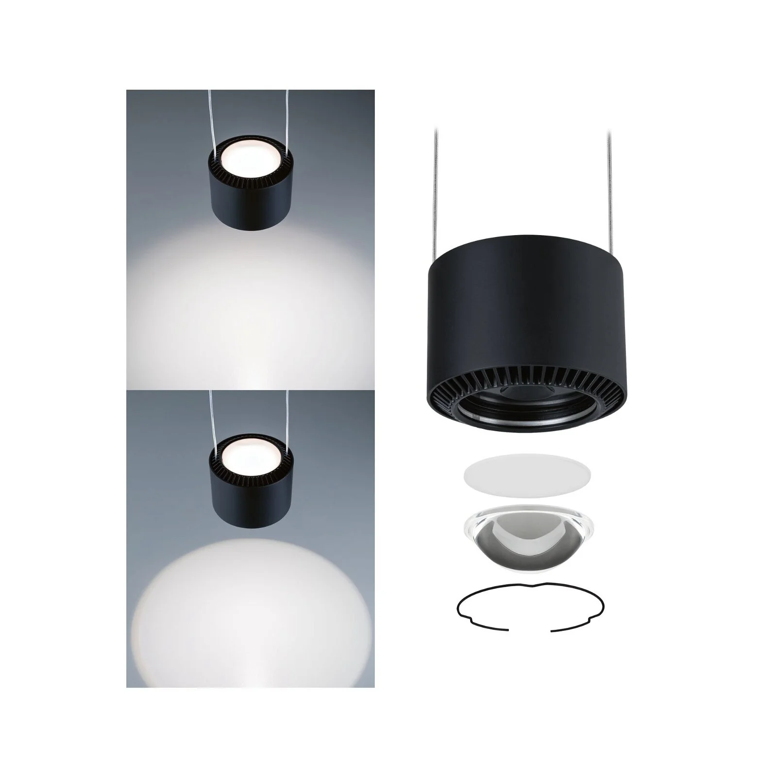 URail LED Pendel Aldan 930lm / 530lm 8,5 / 1x4,5W 4000K dimmbar 230V Schwarz matt/Schwarz - Image 2