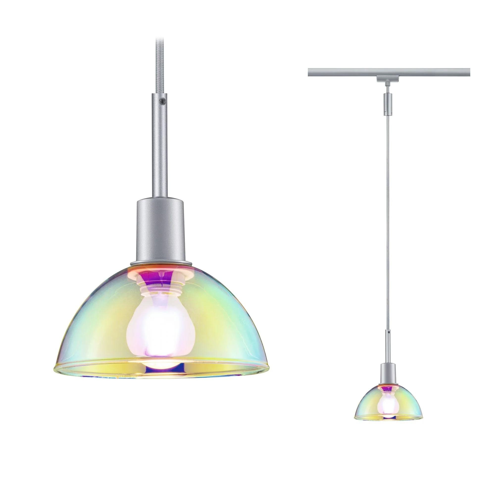 URail Pendel Sarrasani Chrom matt#Dichroic max. 20W E14 ohne Leuchtmittel