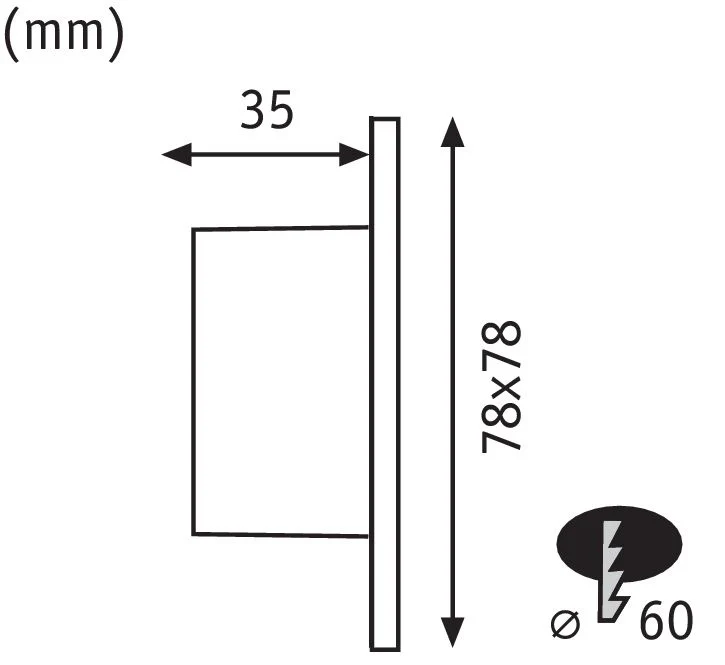 Wand EBL Set eckig 1x1,7W 2700K 230V Weiß/Kunststoff Wandeinbauleuchte - Image 3