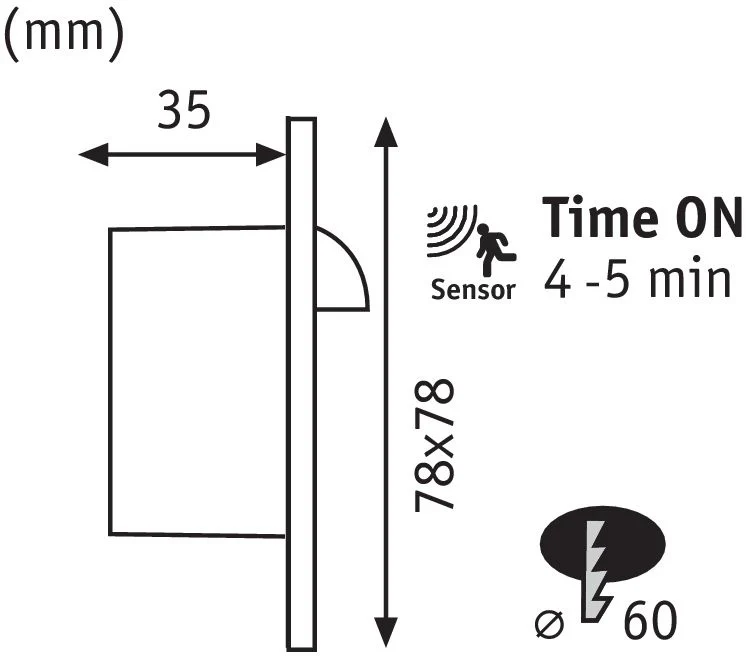 Wand EBL Set Sensor eckig 1x2,7W 2700K230V Weiß/Kunststoff Wandeinbauleuchte - Image 3