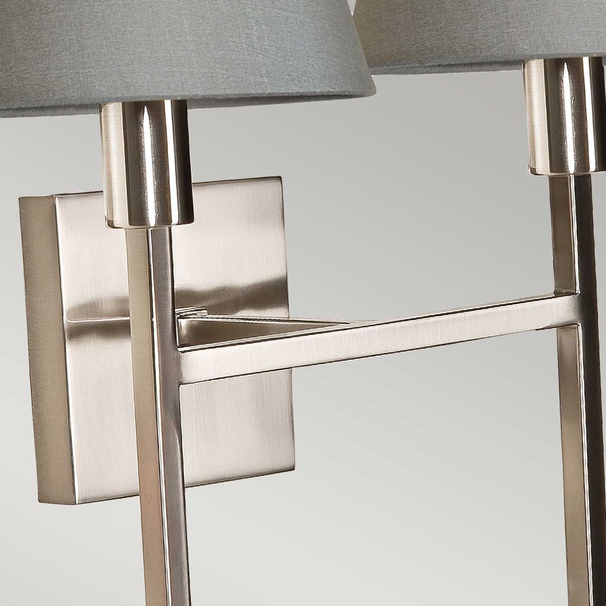 Wandleuchte Lucerne mit 2 Lichtern, gebürstetes Nickel, graue Schirme - Image 2