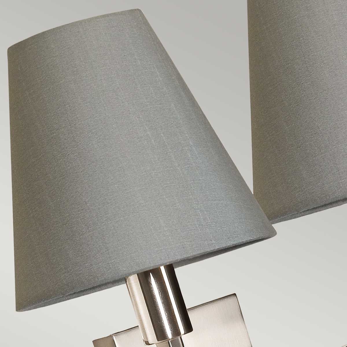 Wandleuchte Lucerne mit 2 Lichtern, gebürstetes Nickel, graue Schirme - Image 4